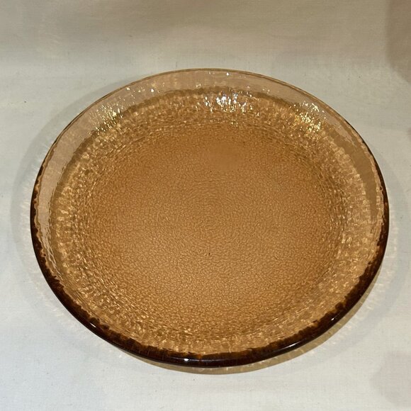 Fire And Light Recycled Glass Salad Plate 8" Orange Copper EUC - Picture 1 of 3